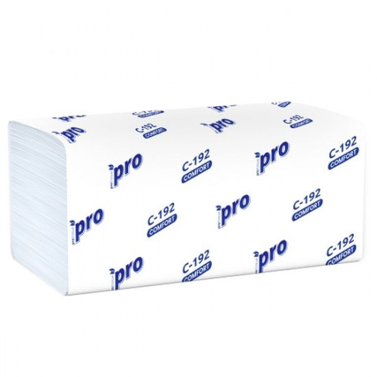 Полотенца бумажные, PRO Tissue (С192), однослойные V-сложения "Белые" (250 листов) 